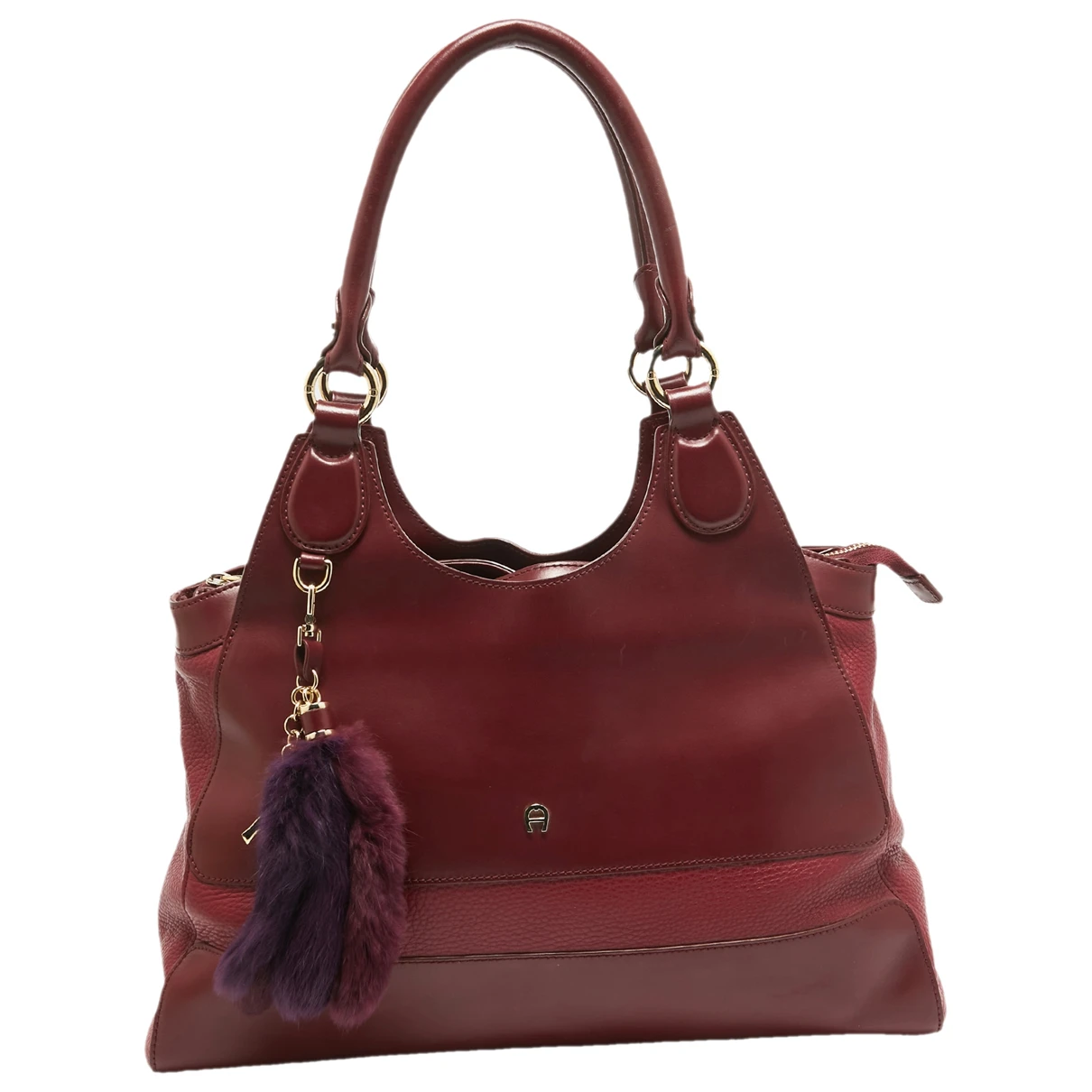 Pre-owned Aigner Leather Tote In Burgundy