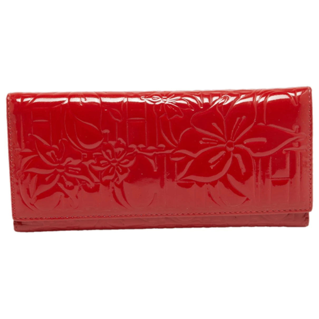 Pre-owned Carolina Herrera Patent Leather Wallet In Red