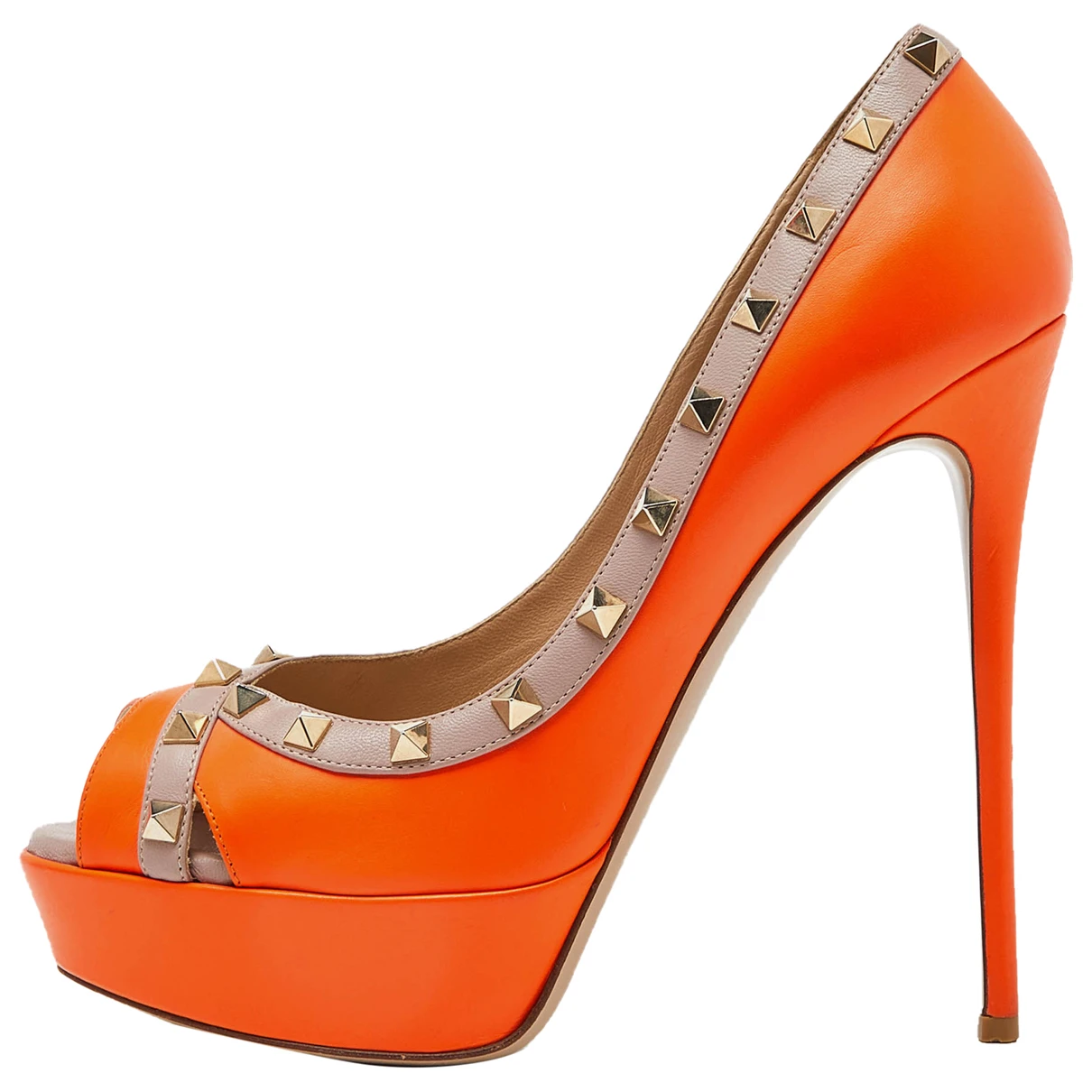 Pre-owned Valentino Garavani Leather Heels In Orange