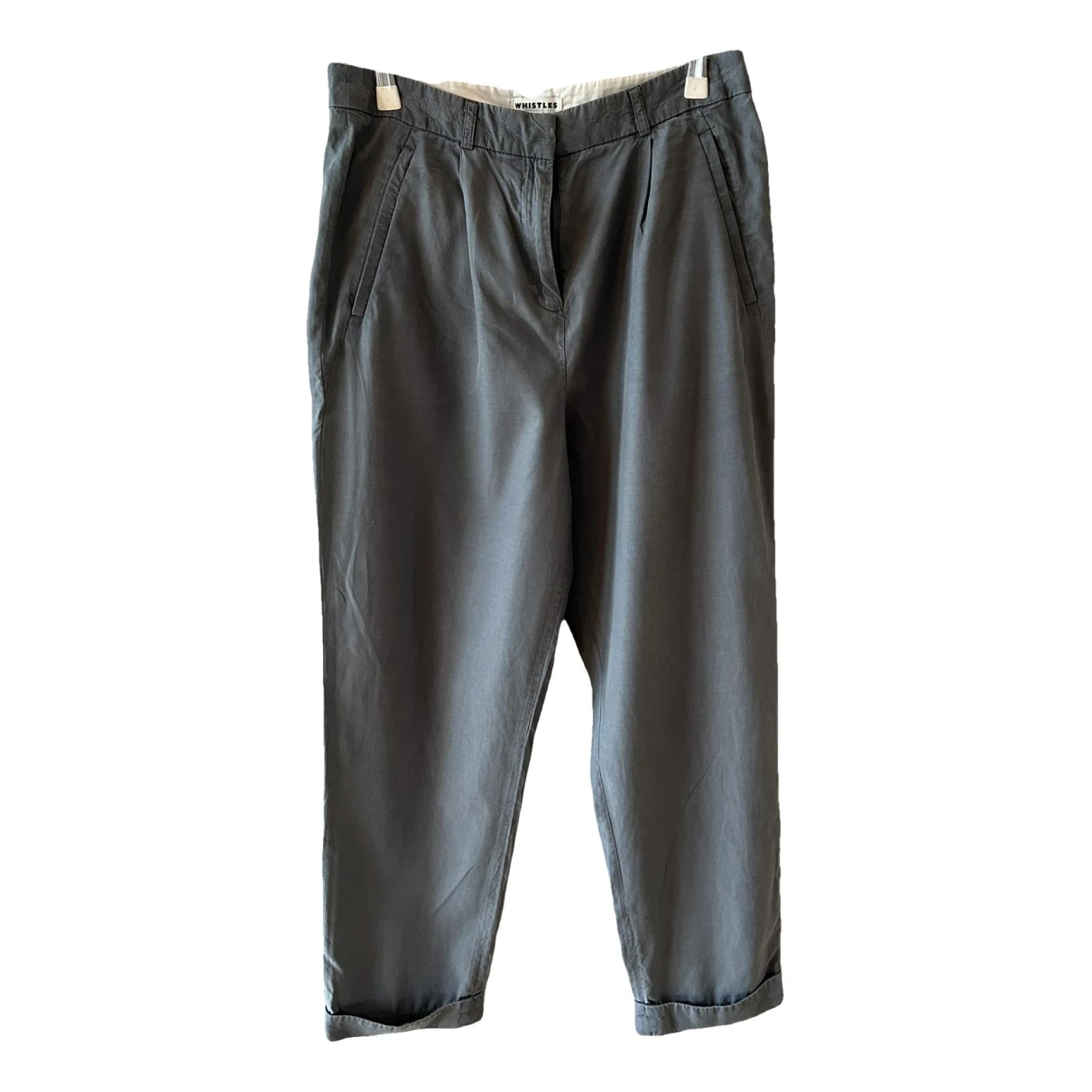 Pre-owned Whistles Silk Straight Pants In Grey
