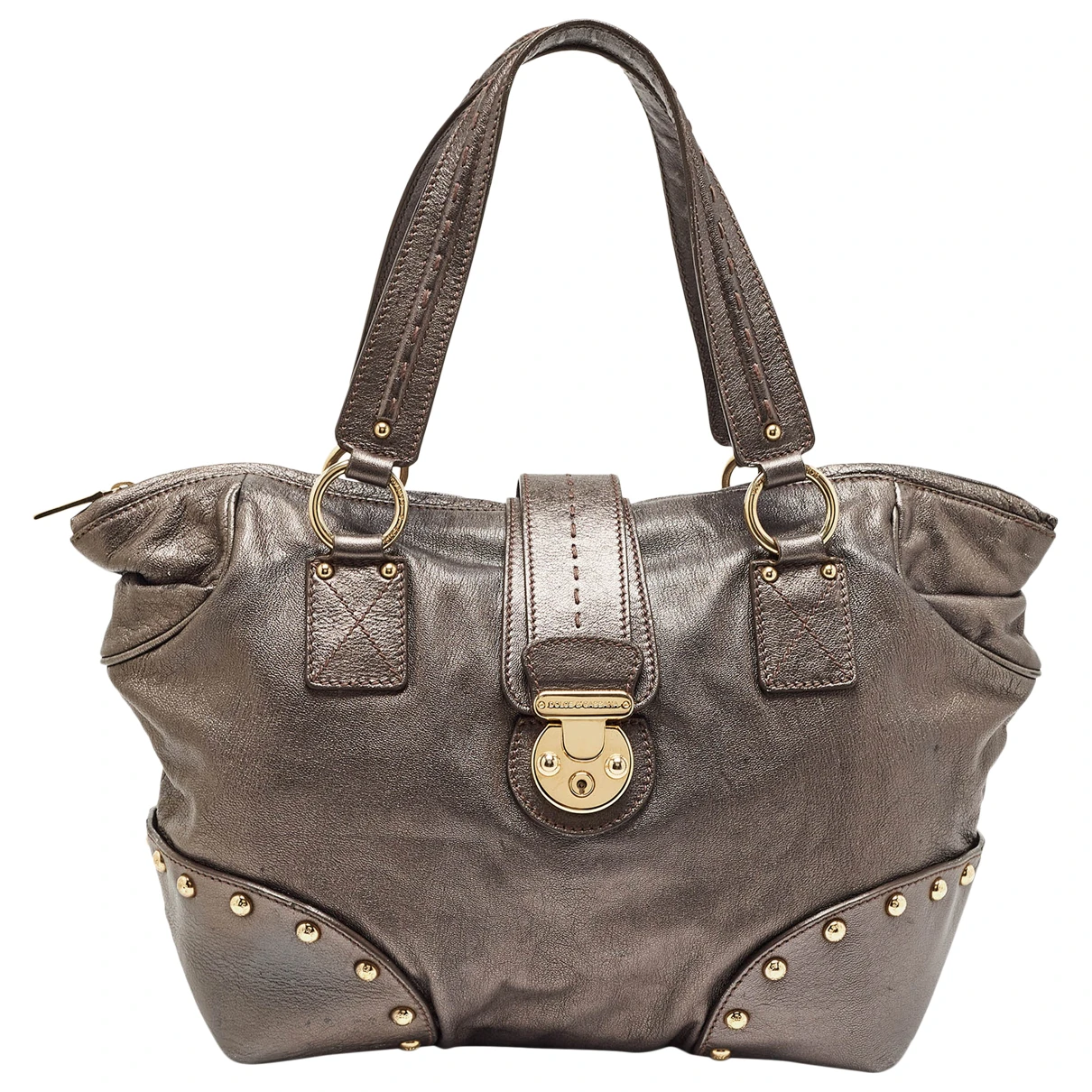 Pre-owned Dolce & Gabbana Leather Satchel In Metallic