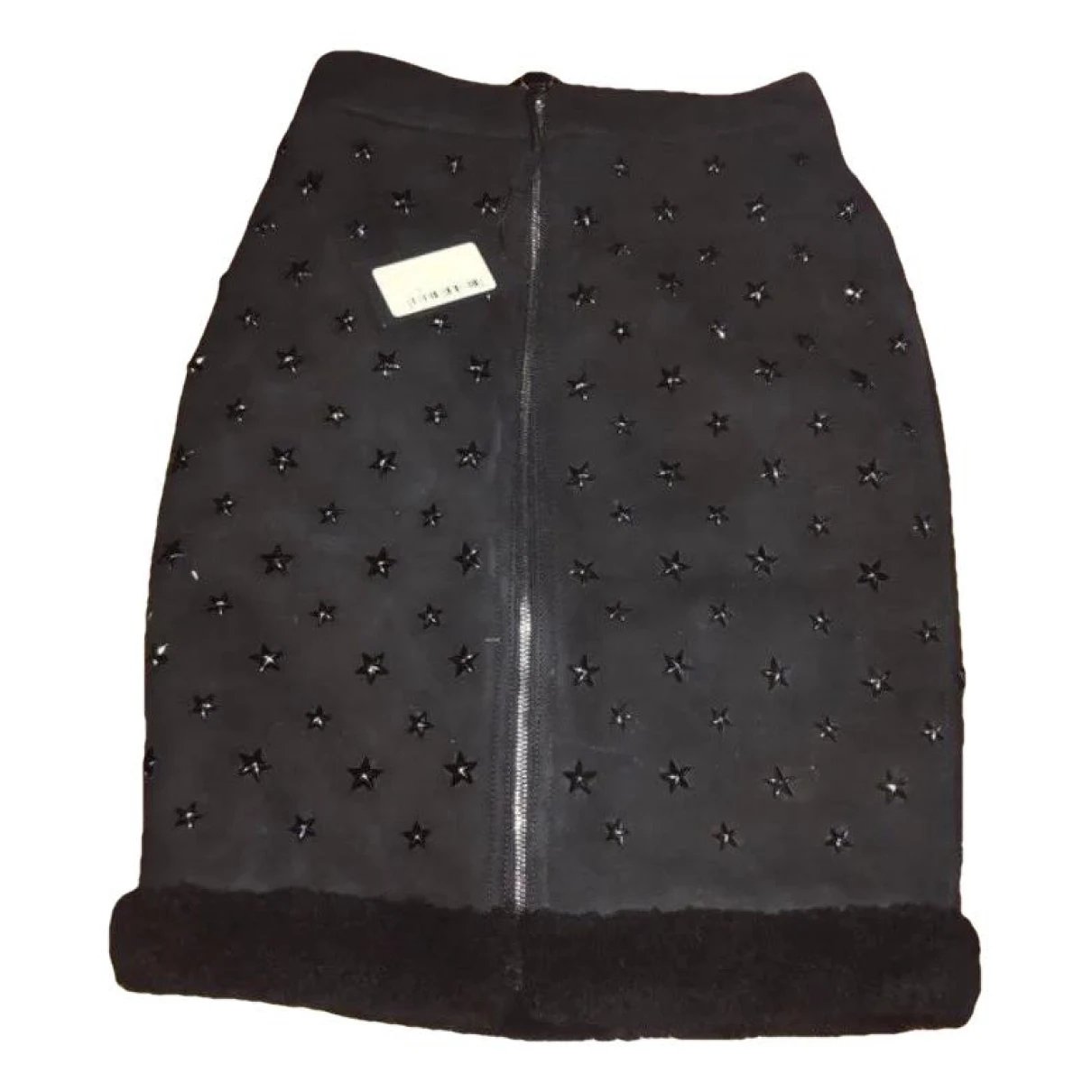 Pre-owned Philipp Plein Leather Mid-length Skirt In Black