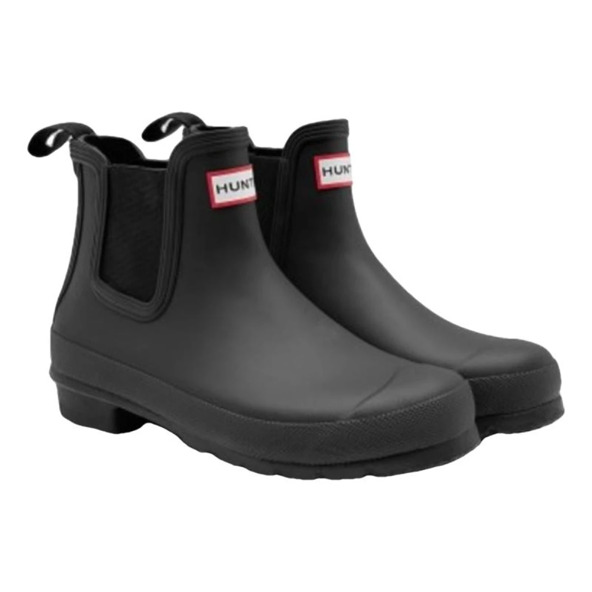 Pre-owned Hunter Ankle Boots In Black