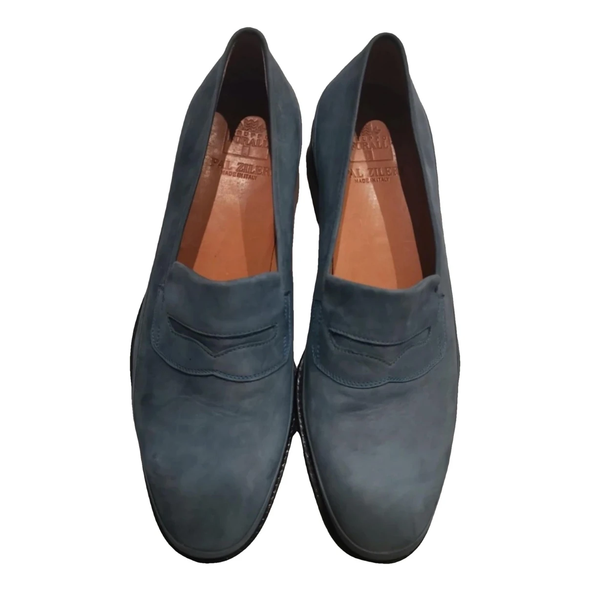 Pre-owned Pal Zileri Leather Flats In Turquoise