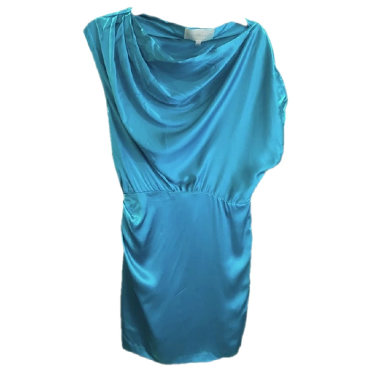 Pre-owned Michelle Mason Silk Mini Dress In Turquoise