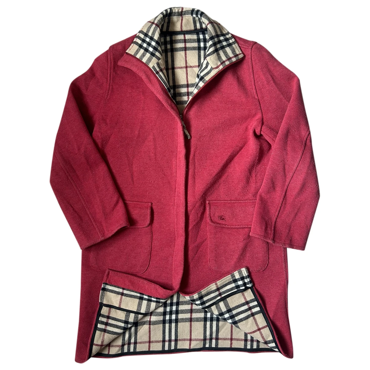Pre-owned Burberry Camden Wool Coat In Red