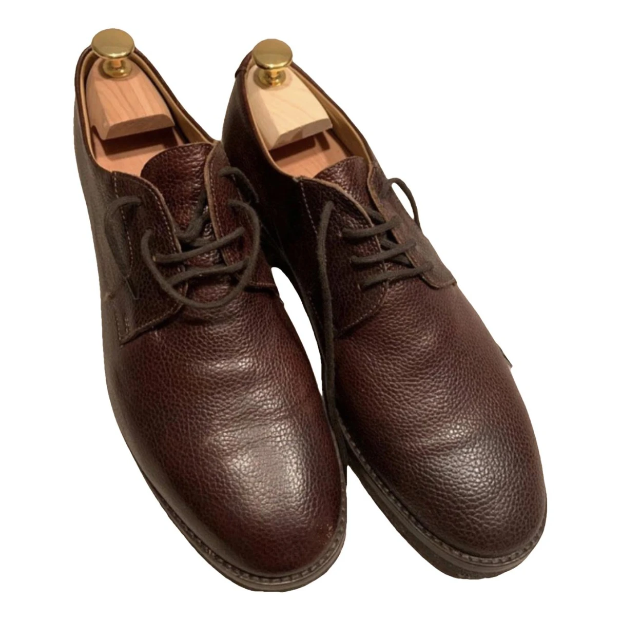 Pre-owned Closed Leather Lace Ups In Brown