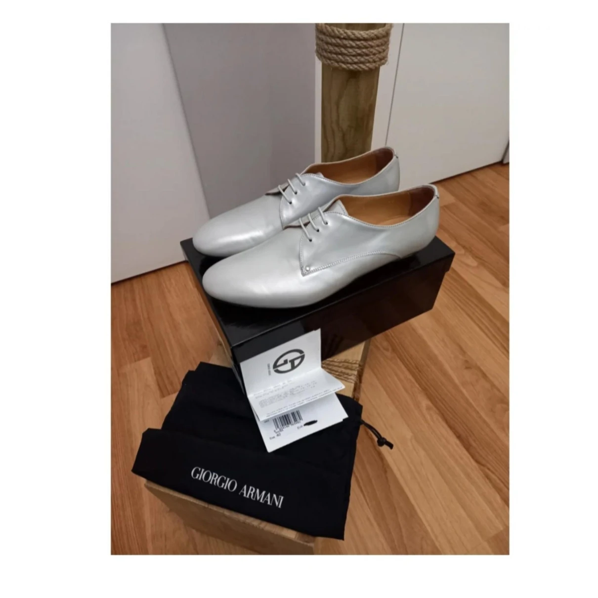 Pre-owned Giorgio Armani Leather Lace Ups In Grey
