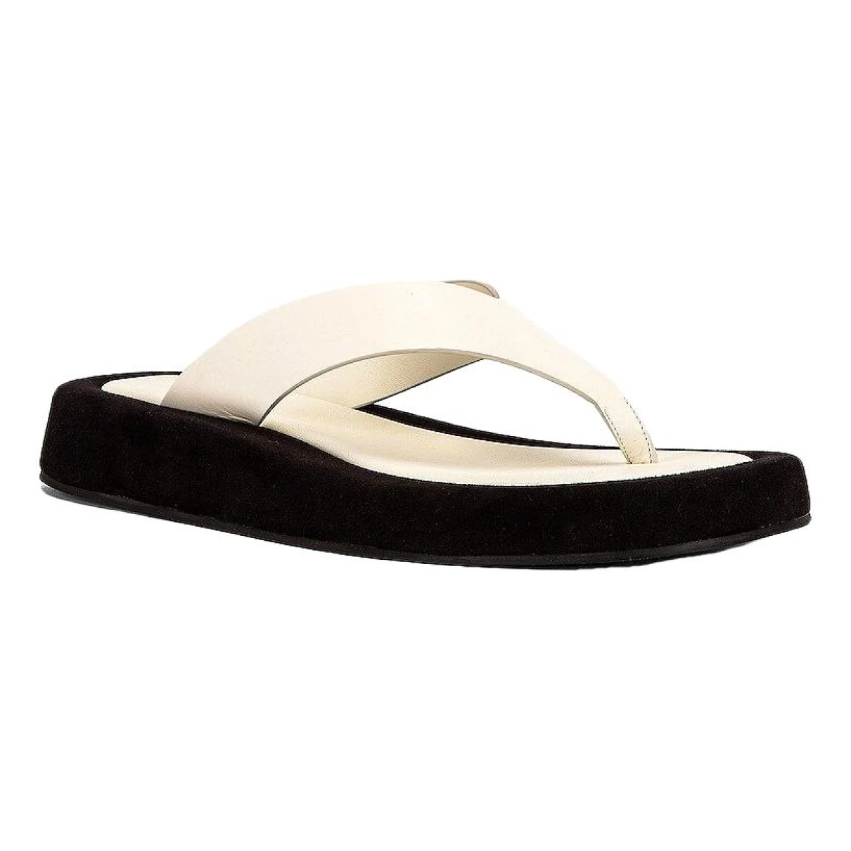 Pre-owned The Row Ginza Leather Sandal In White