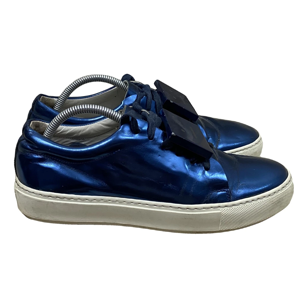 Pre-owned Acne Studios Patent Leather Trainers In Navy