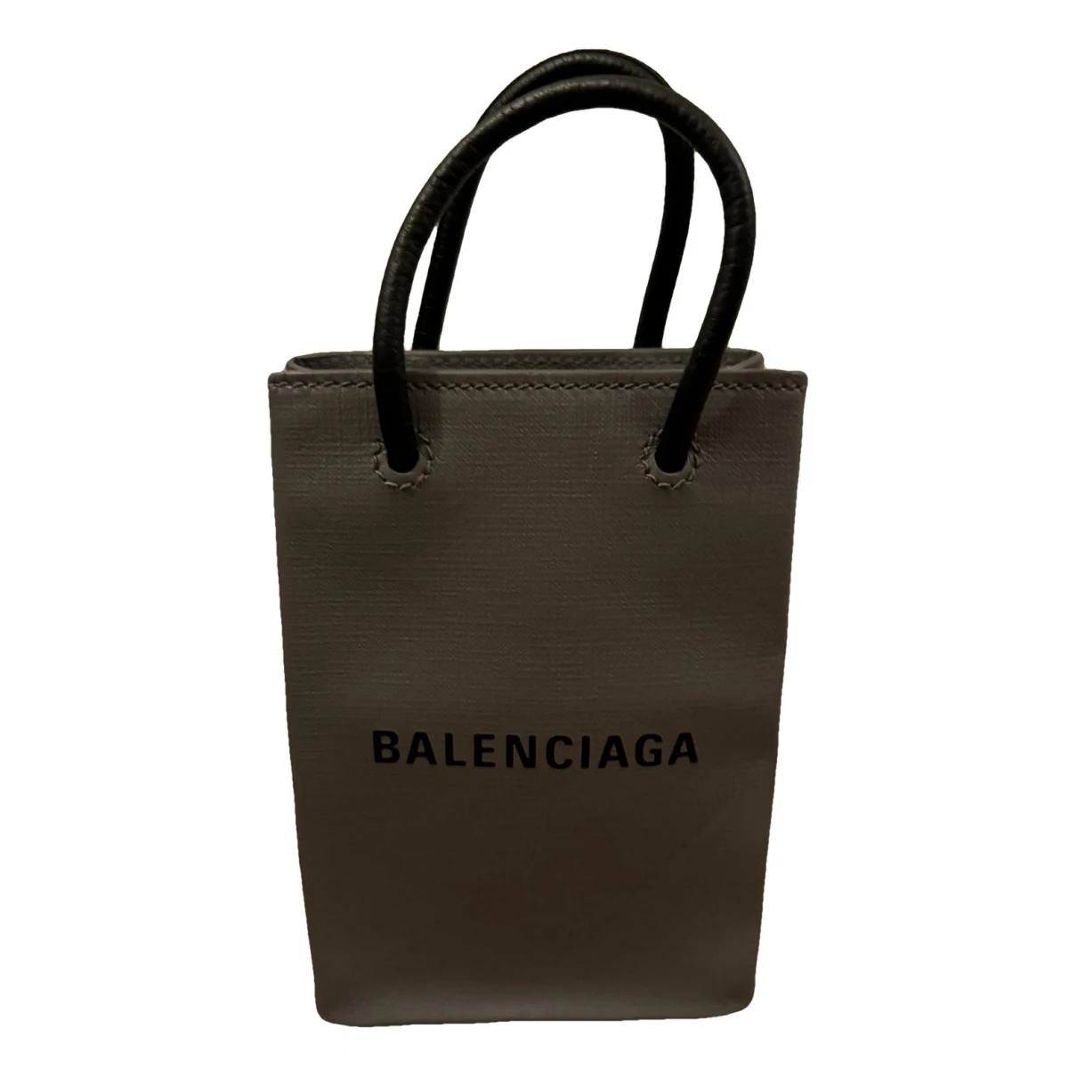 Pre-owned Balenciaga Plastic Bag Shooper Leather Crossbody Bag In Grey