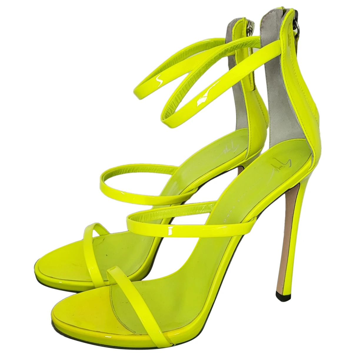 Pre-owned Giuseppe Zanotti Patent Leather Sandals In Yellow