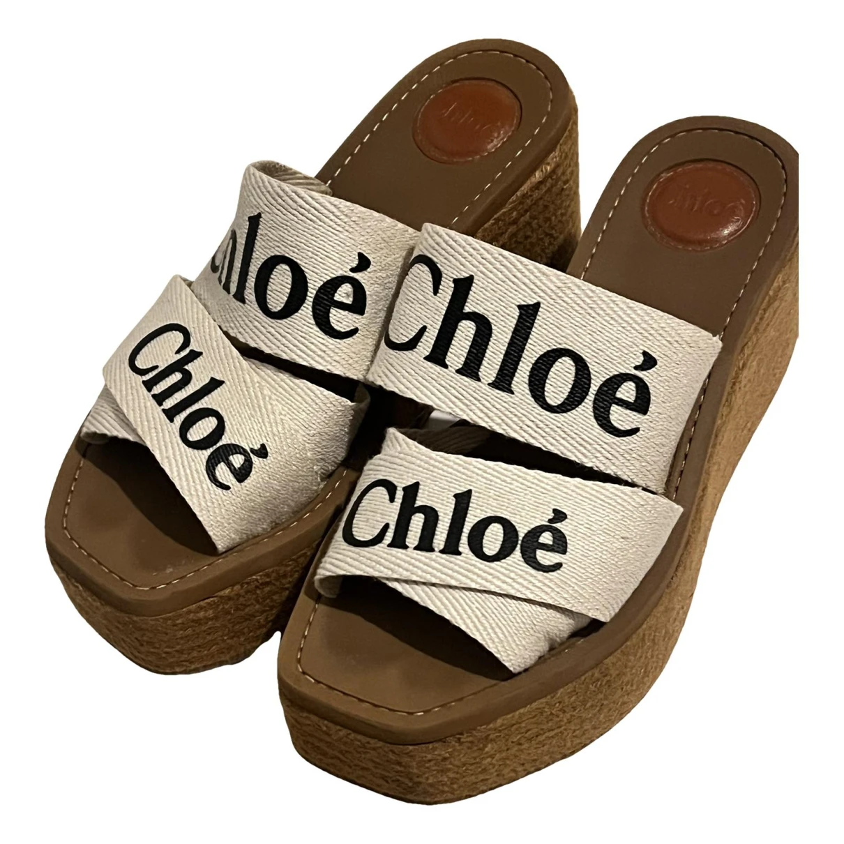 Pre-owned Chloé Cloth Sandals In White