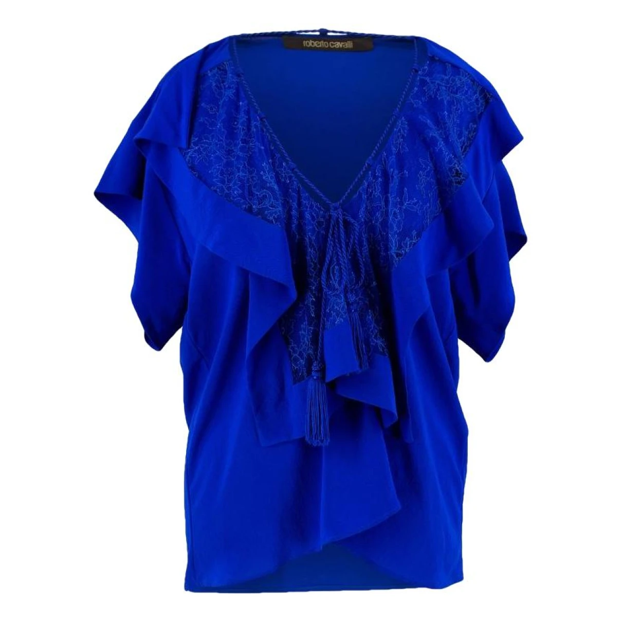 Pre-owned Roberto Cavalli Lace Top In Blue