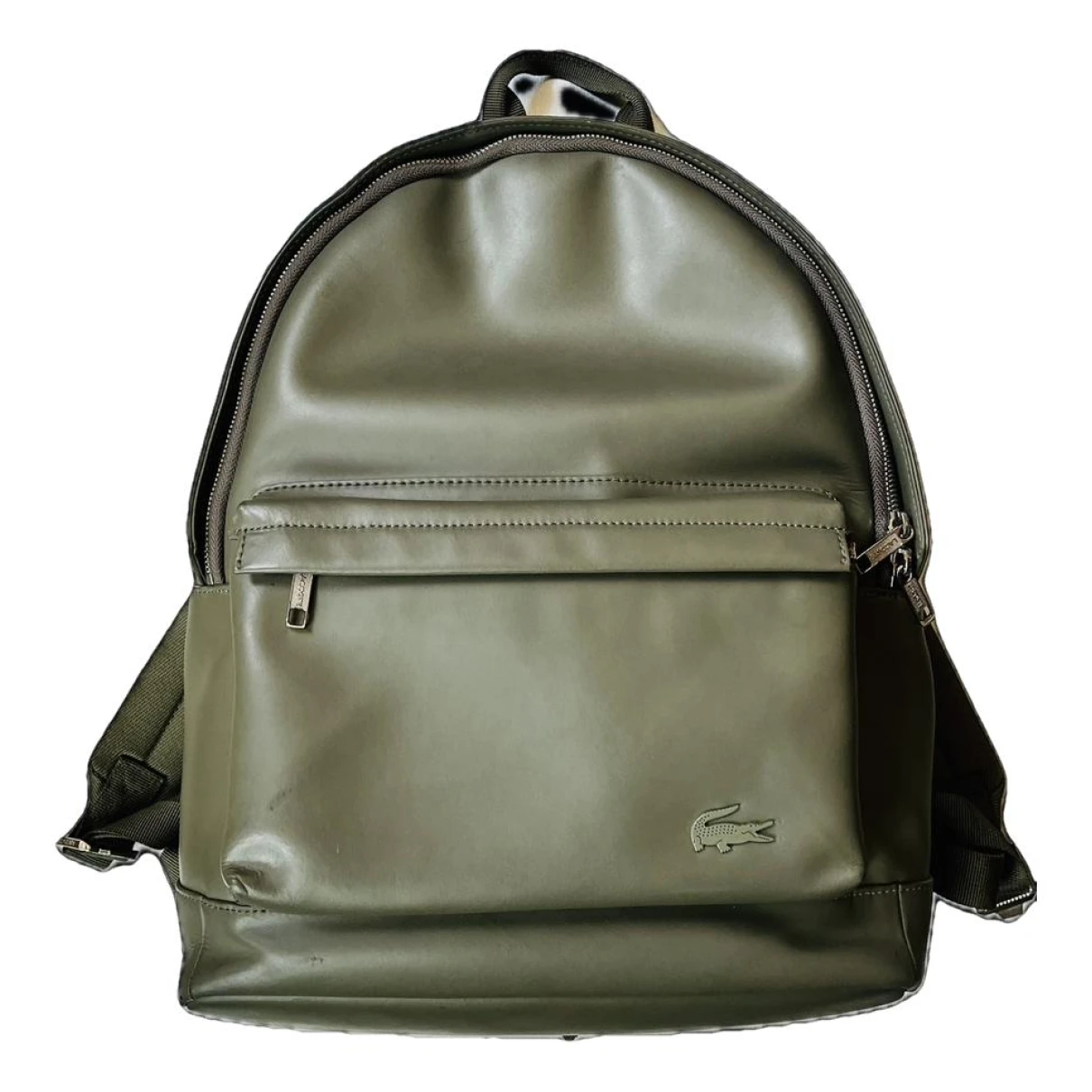 Pre-owned Lacoste Leather Weekend Bag In Green