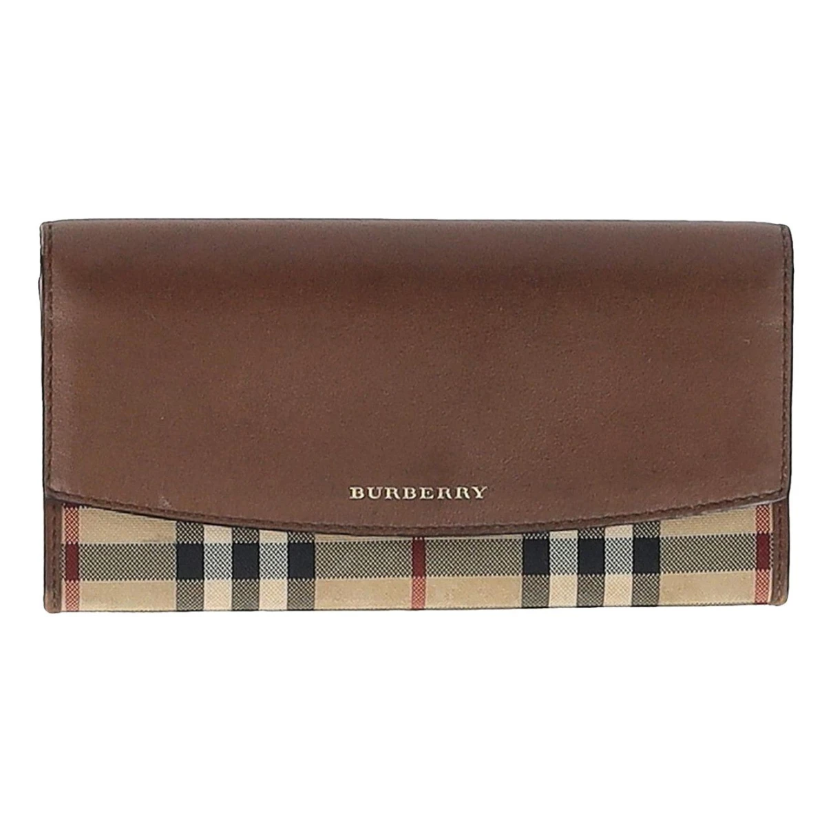 Pre-owned Burberry Leather Card Wallet In Brown