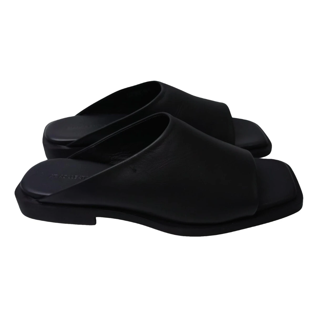 Pre-owned Bianca Saunders Leather Sandal In Black