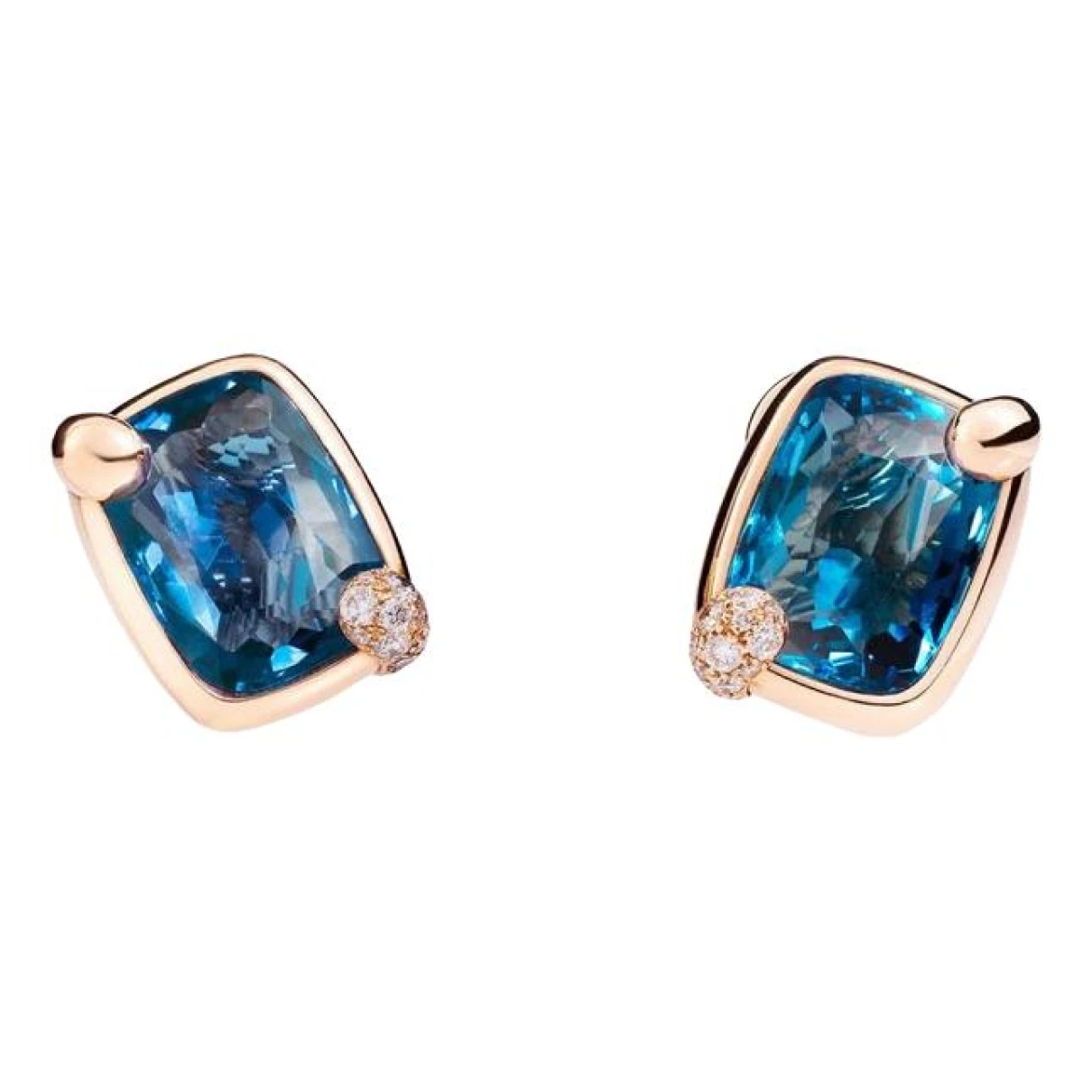 Pre-owned Pomellato Ritratto Pink Gold Earrings In Blue
