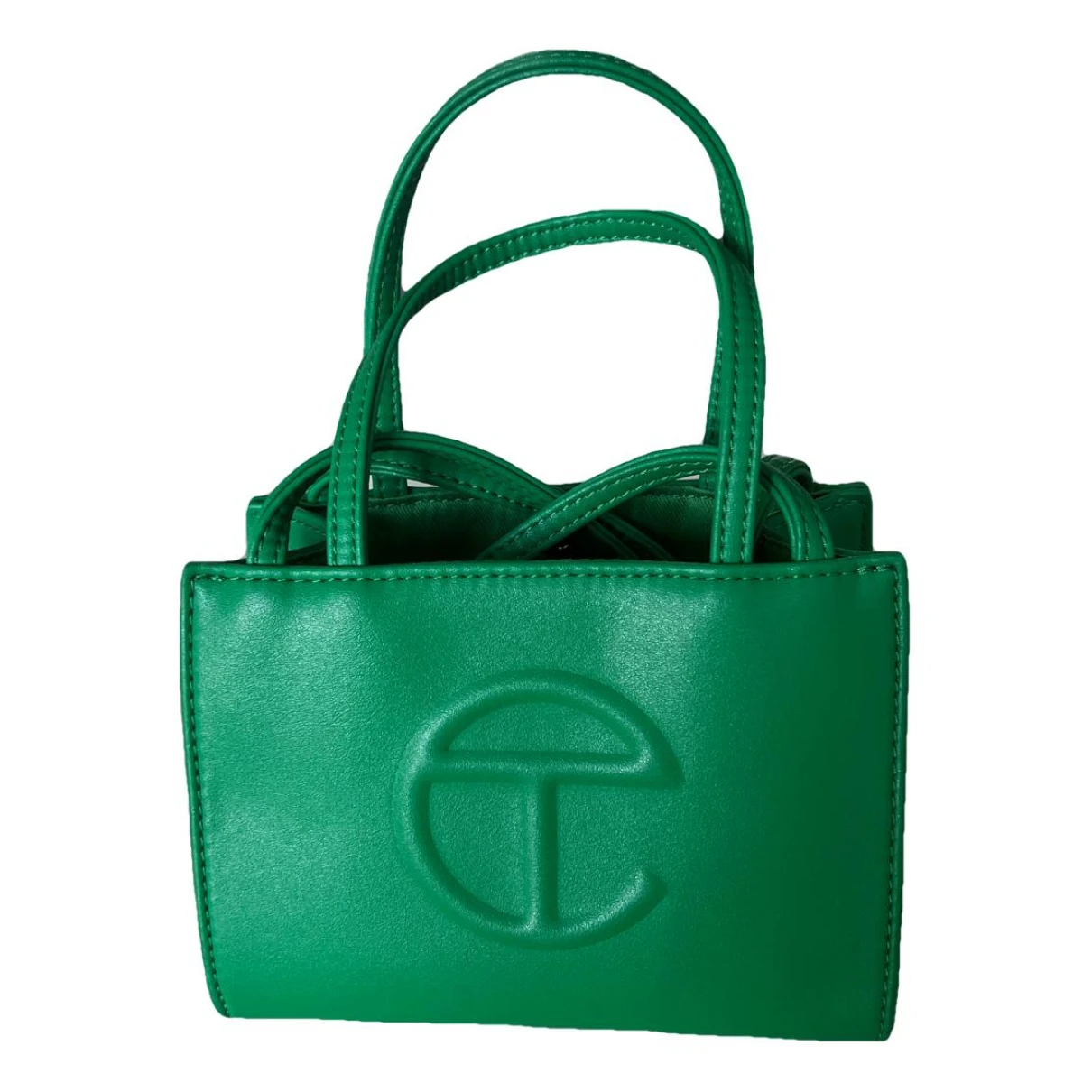 Pre-owned Telfar Small Shopping Bag Leather Tote In Green