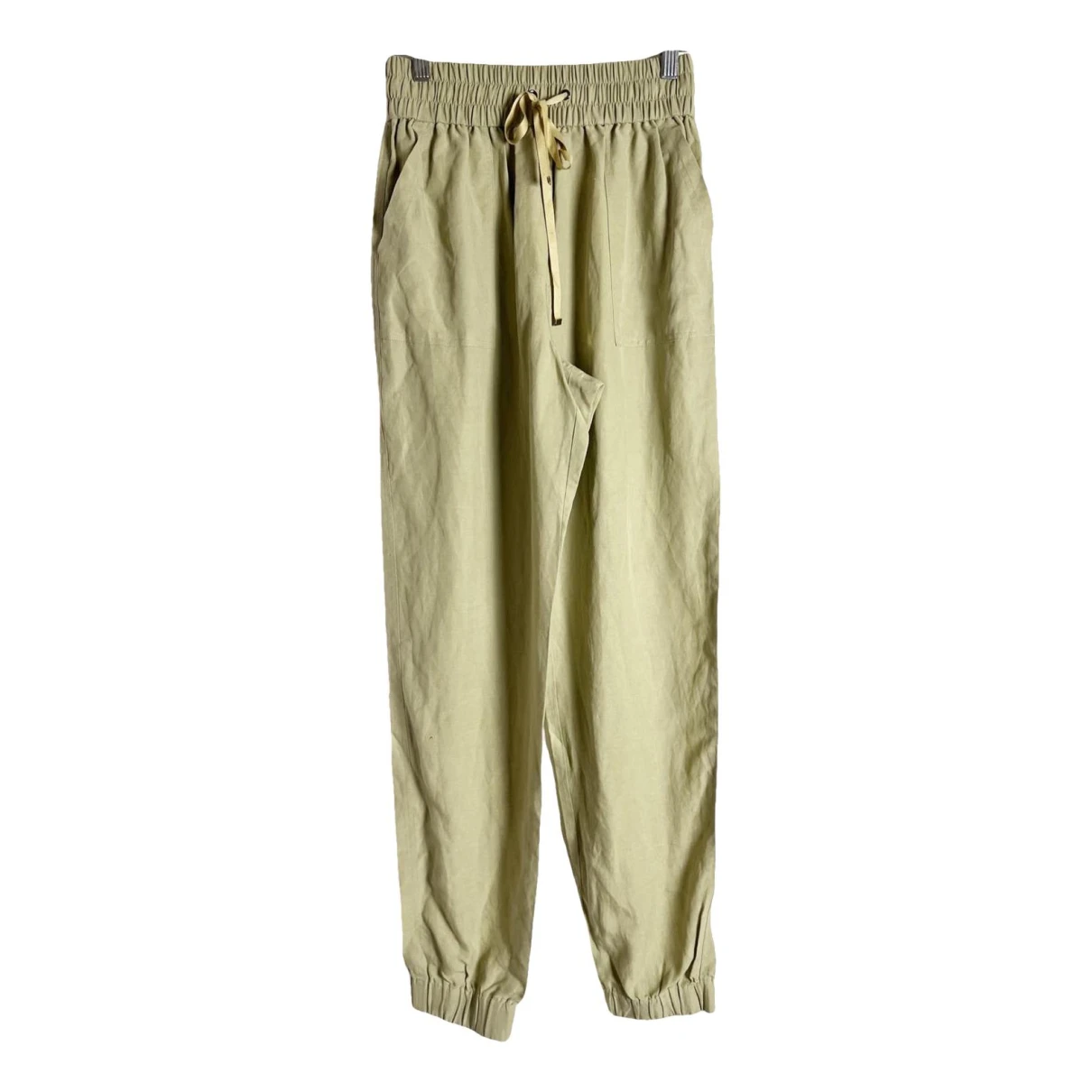 Pre-owned Intermix Linen Trousers In Green