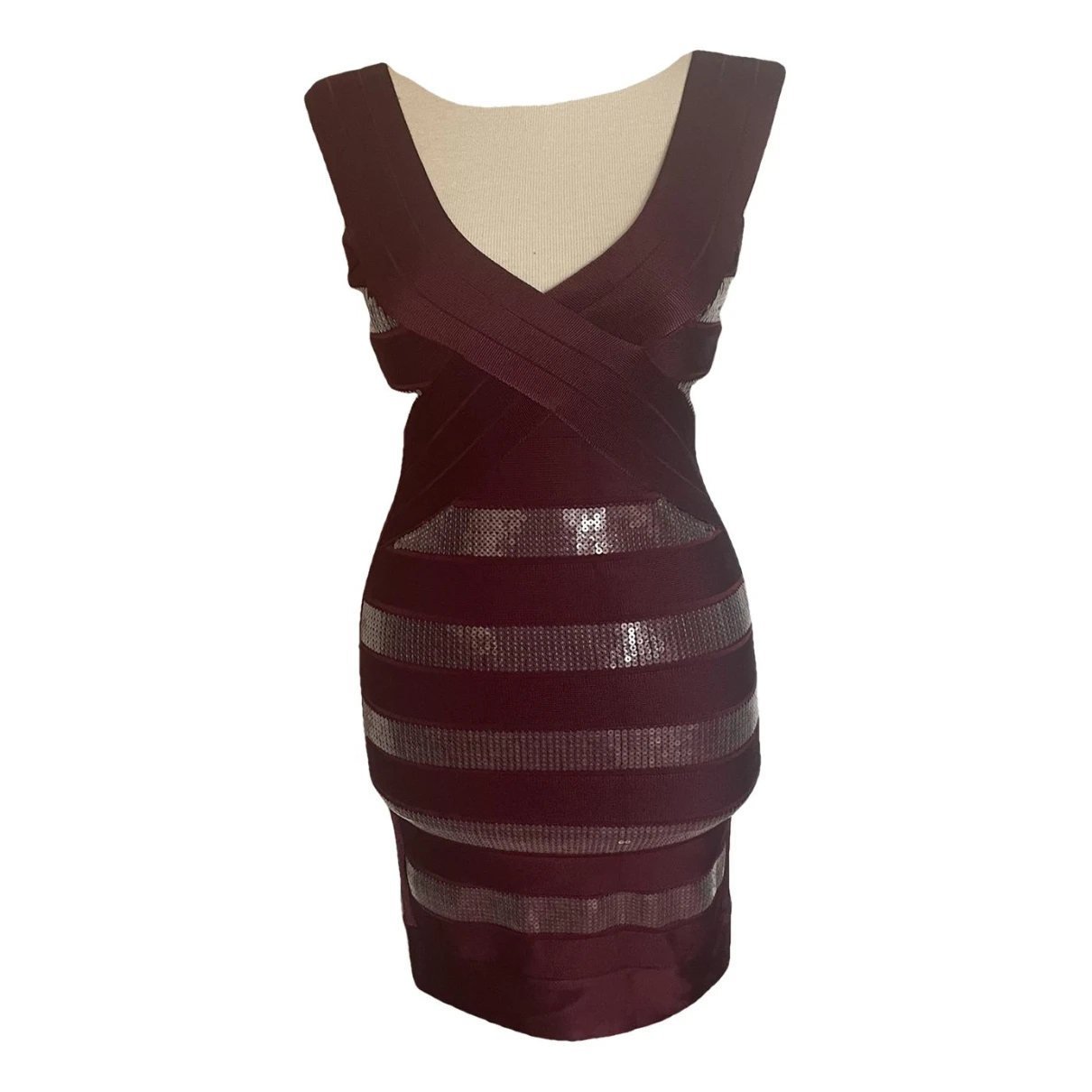 Pre-owned French Connection Mini Dress In Burgundy