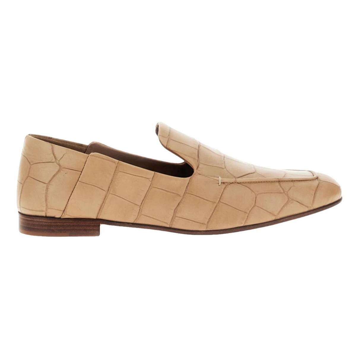Pre-owned Max Mara Leather Flats In Beige