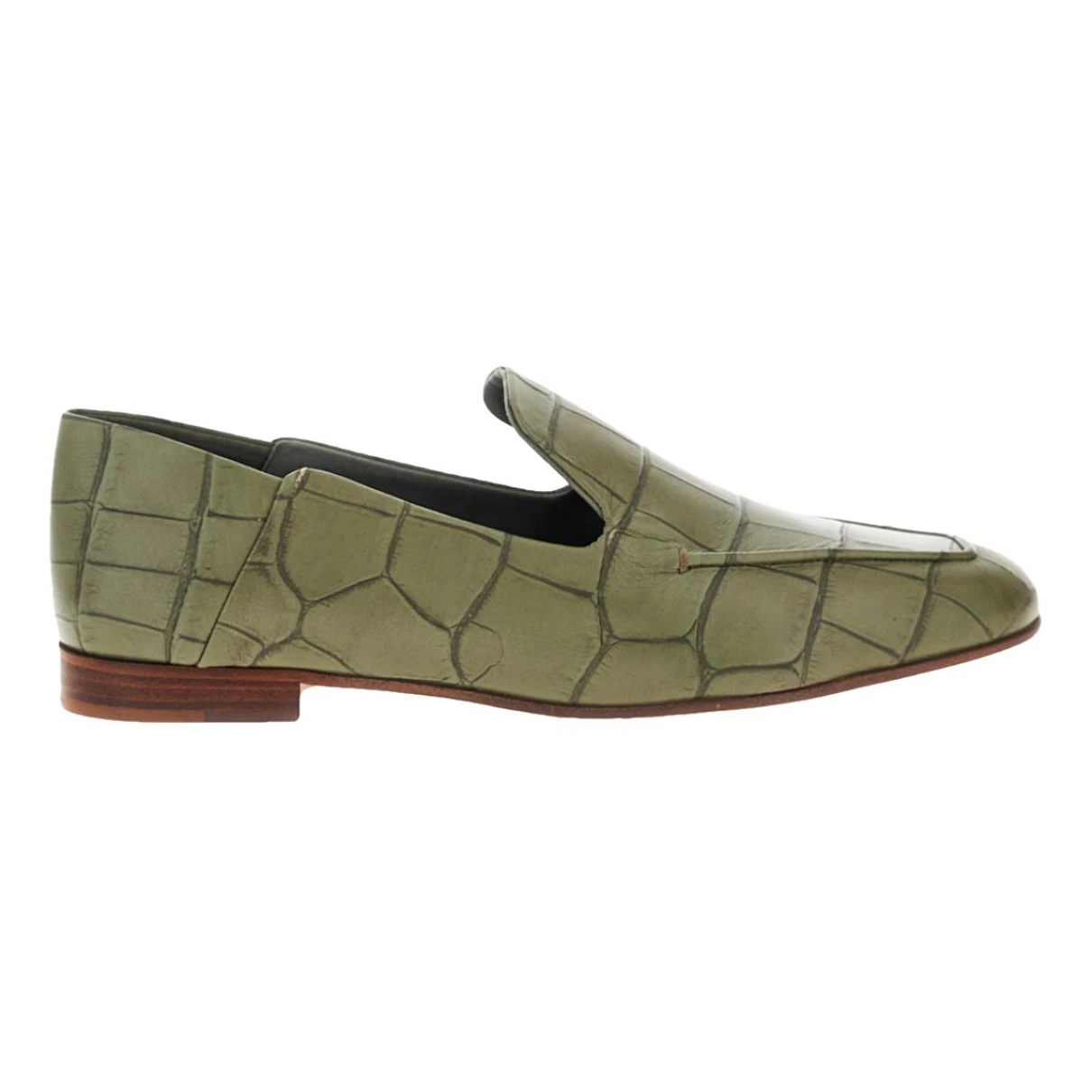 Pre-owned Max Mara Leather Flats In Green