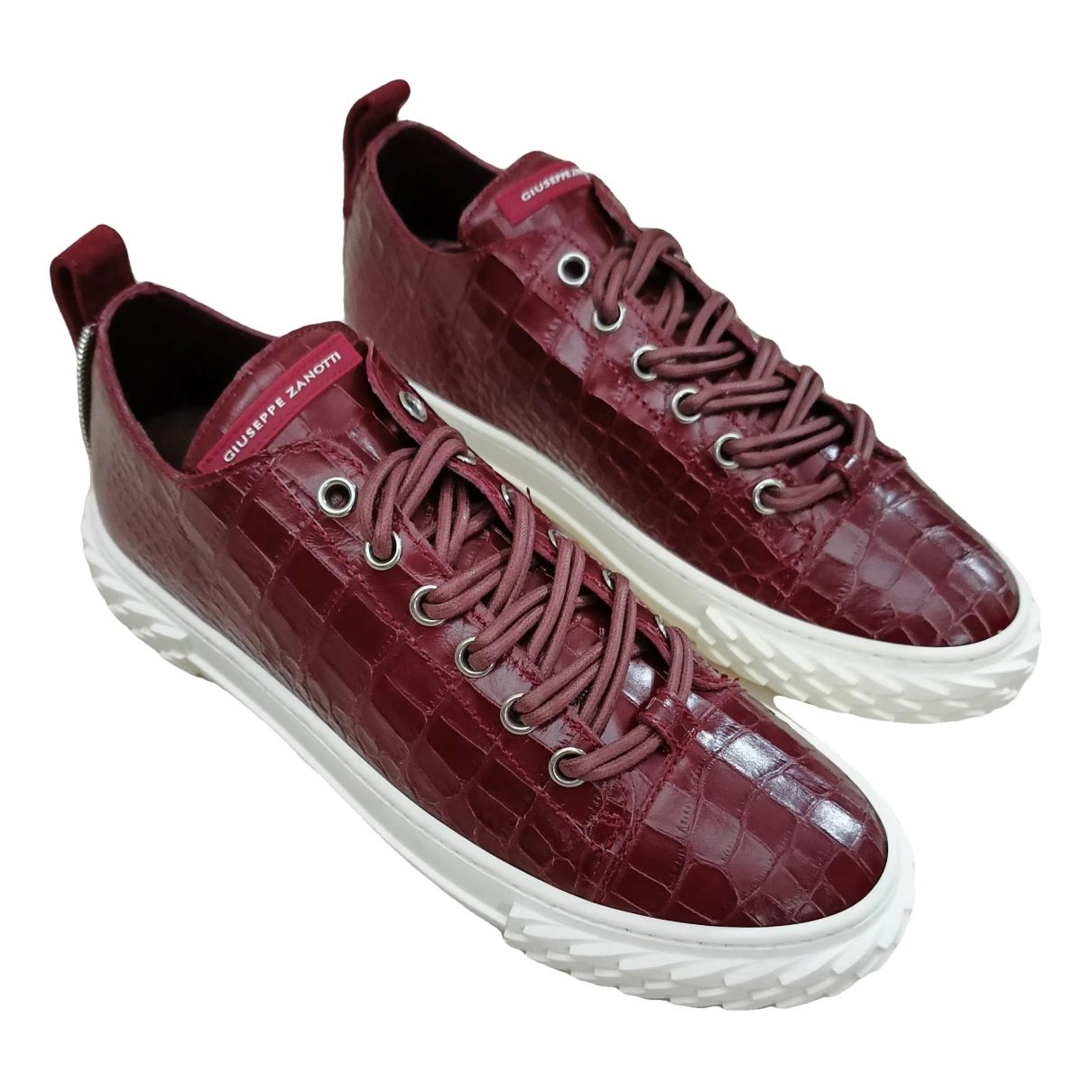 Pre-owned Giuseppe Zanotti Leather Low Trainers In Burgundy