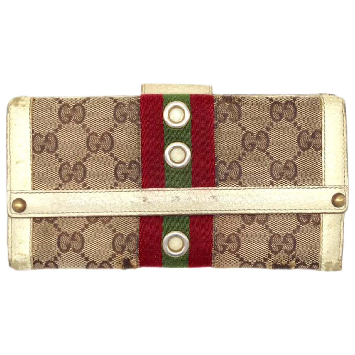 Pre-owned Gucci Leather Card Wallet In White