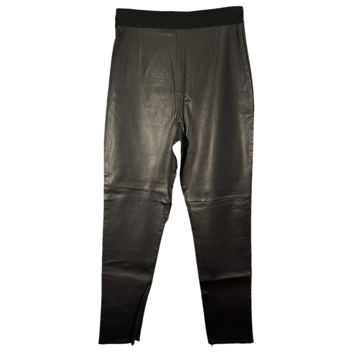Pre-owned Fendi Leather Slim Pants In Black
