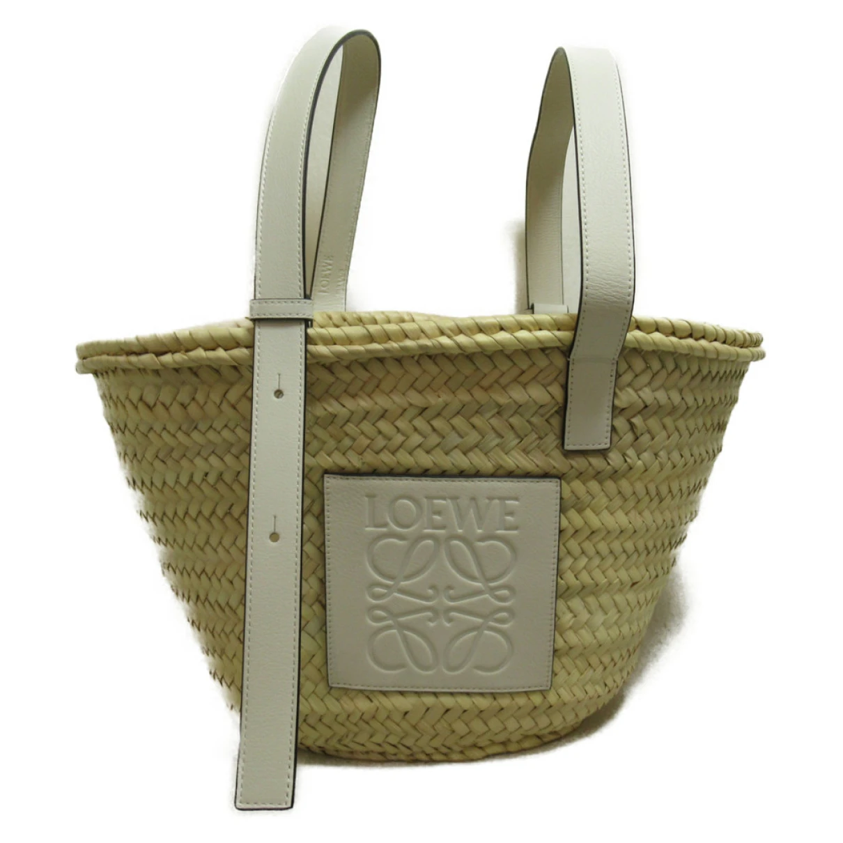 Pre-owned Loewe Basket Bag Leather Handbag In White
