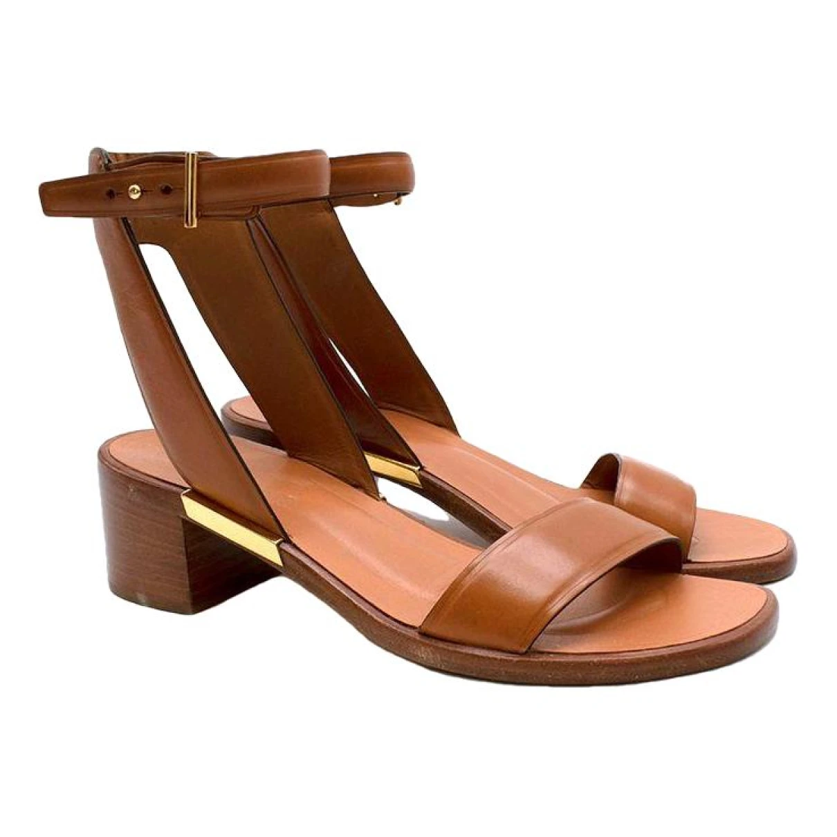 Pre-owned Rosetta Getty Leather Sandals In Brown