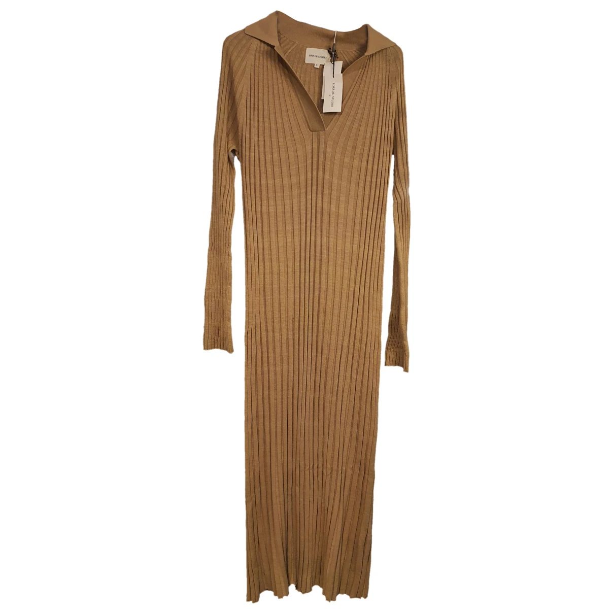 Pre-owned Loulou Studio Silk Mid-length Dress In Camel
