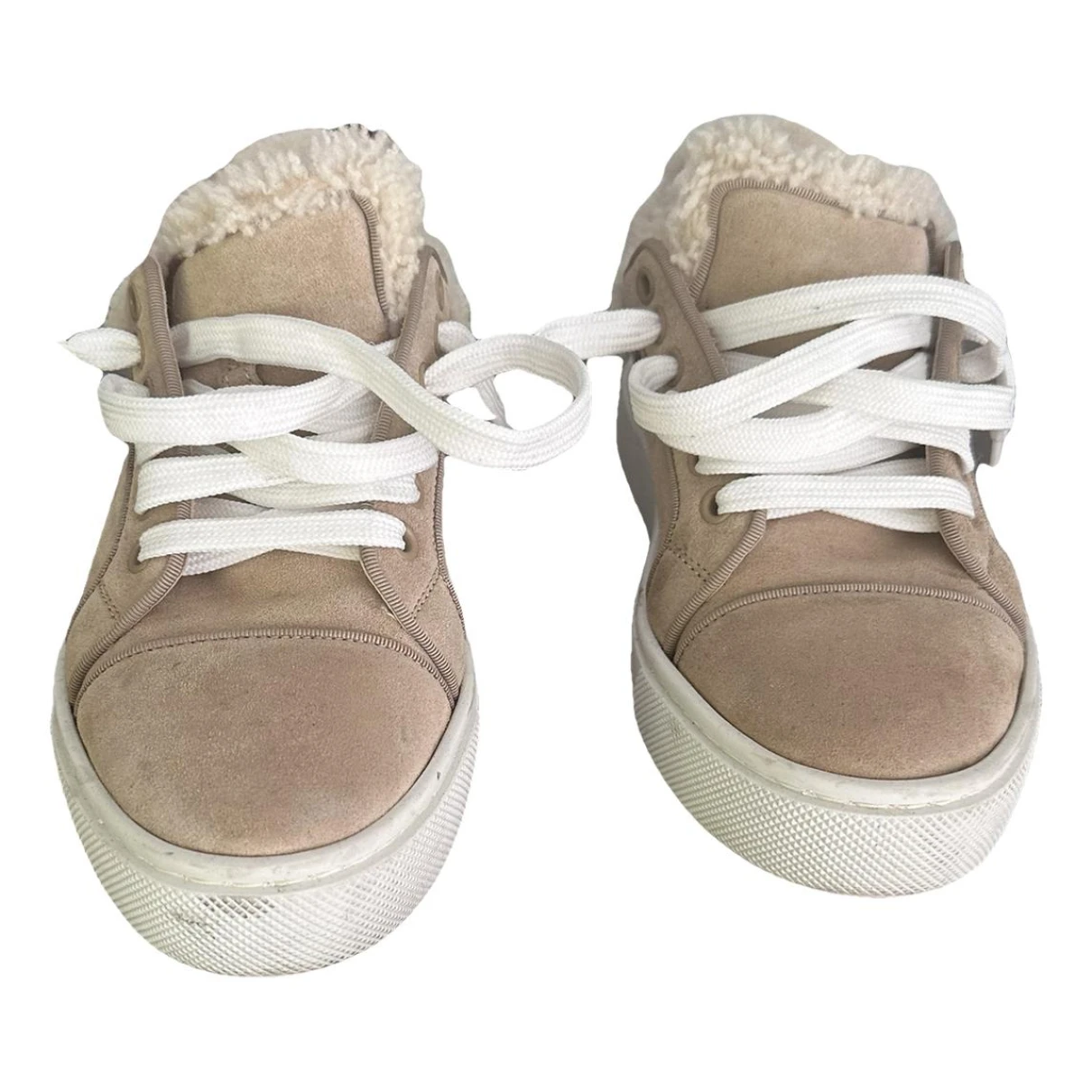 Pre-owned Christian Louboutin Trainers In Beige