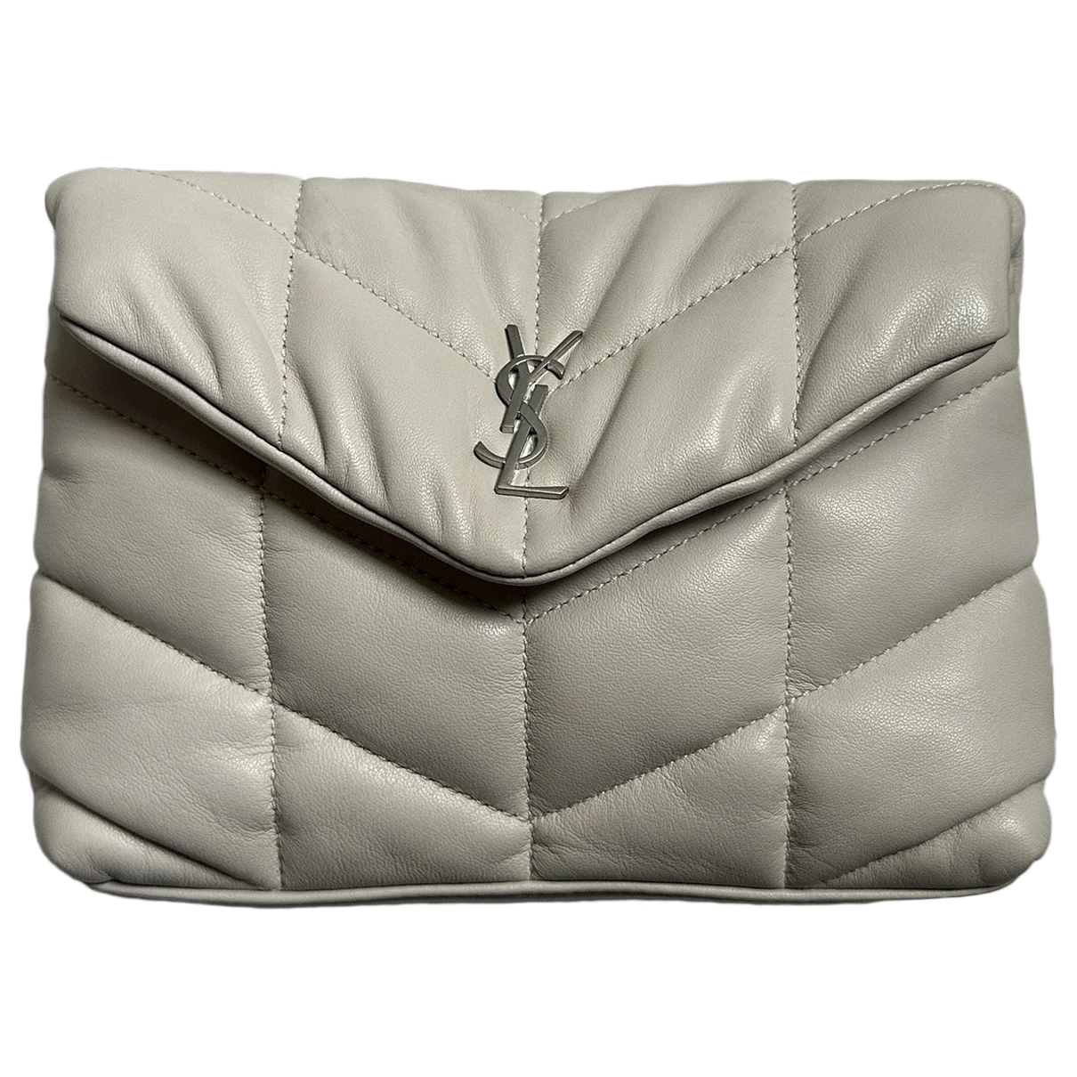 Pre-owned Saint Laurent Pony-style Calfskin Clutch Bag In White