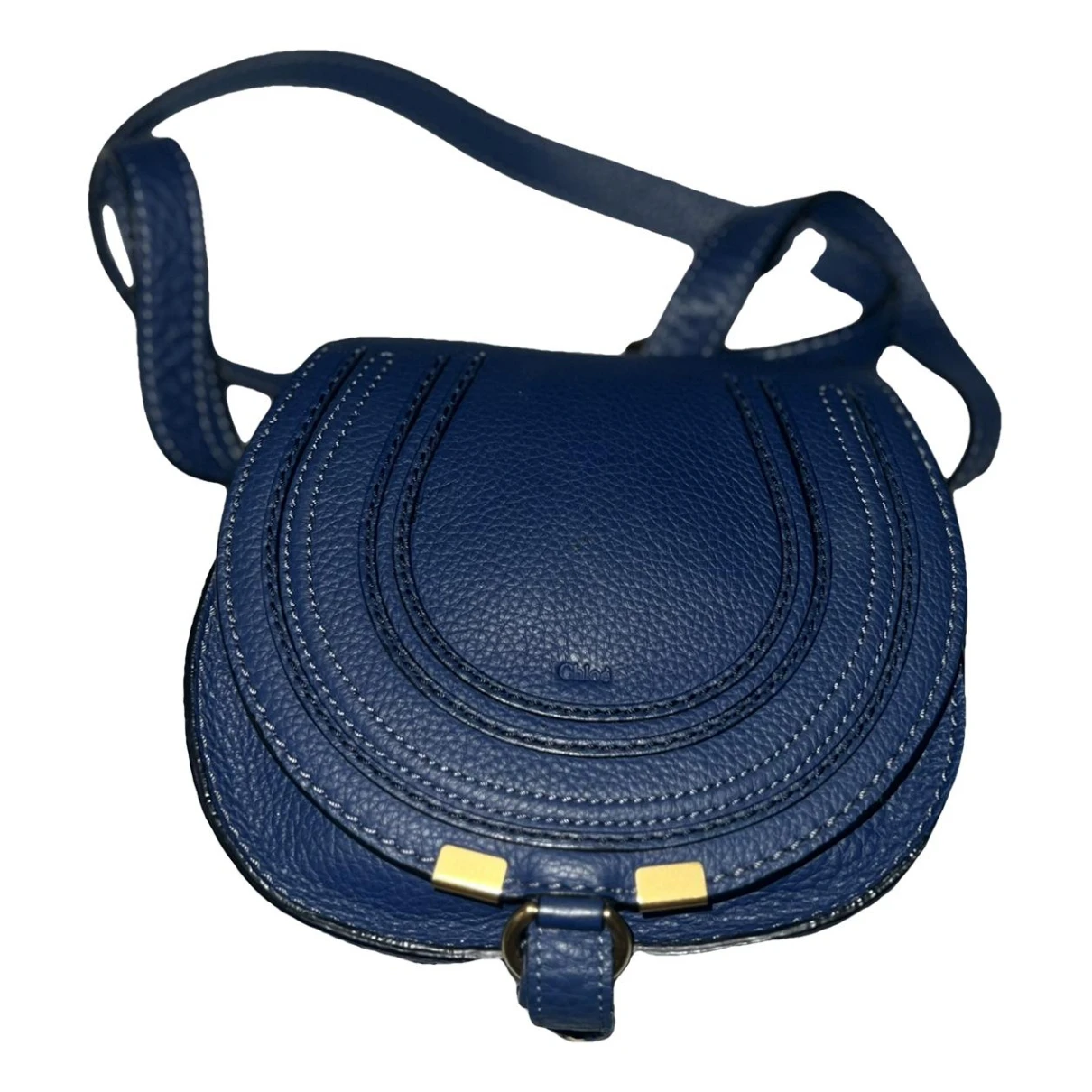 Pre-owned Chloé Marcie Leather Crossbody Bag In Navy