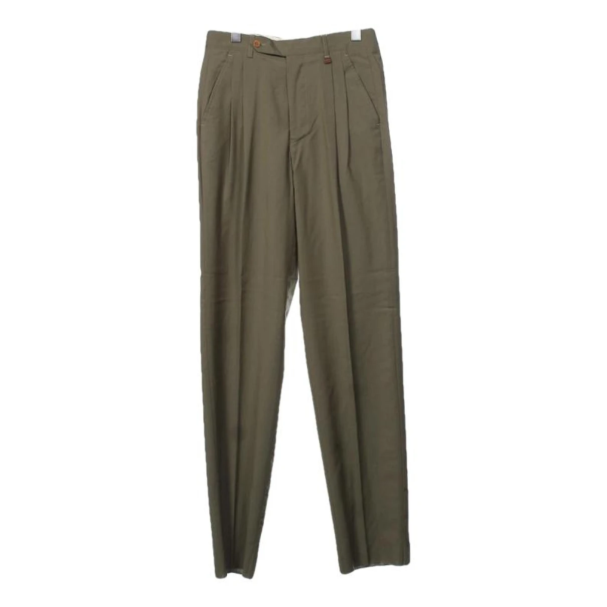 Pre-owned Valentino Wool Trousers In Green