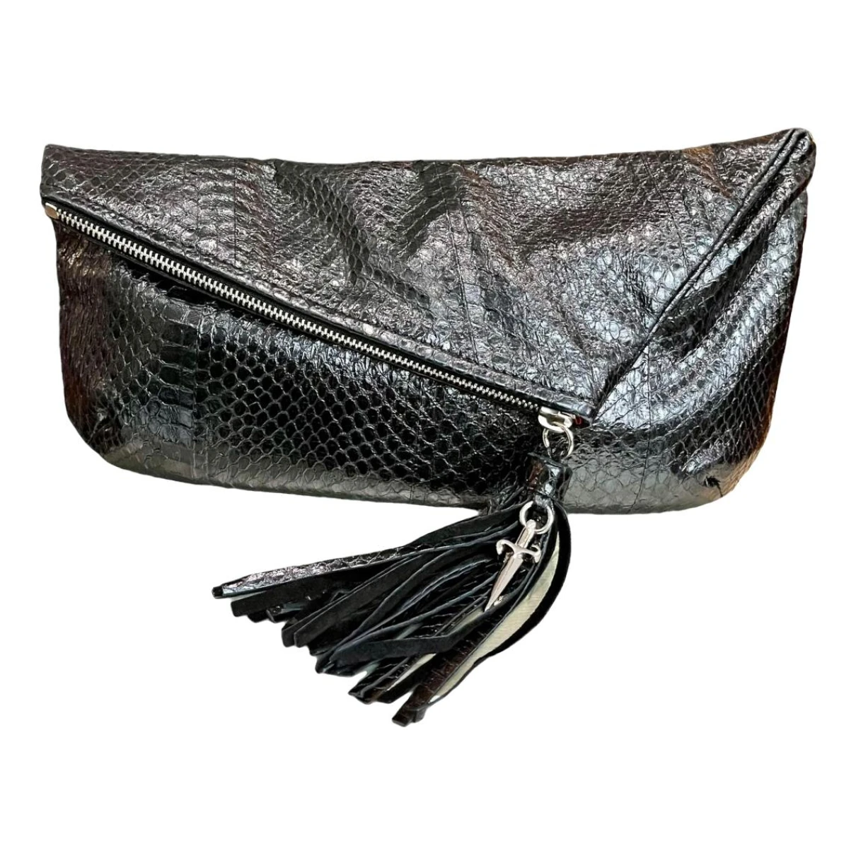 Pre-owned Cesare Paciotti Python Clutch Bag In Black