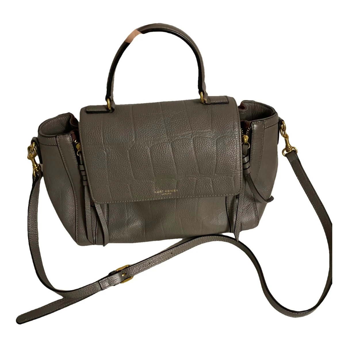 Pre-owned Kurt Geiger Leather Crossbody Bag In Grey