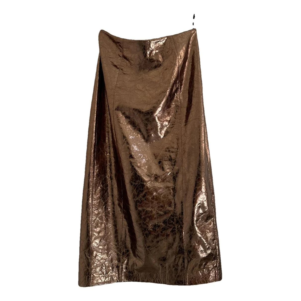 Pre-owned Rotate Birger Christensen Vegan Leather Mid-length Skirt In Metallic