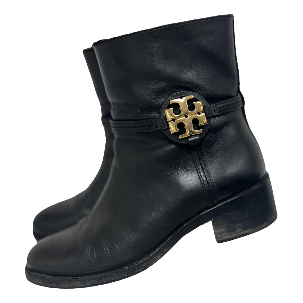 Pre-owned Tory Burch Leather Boots In Black