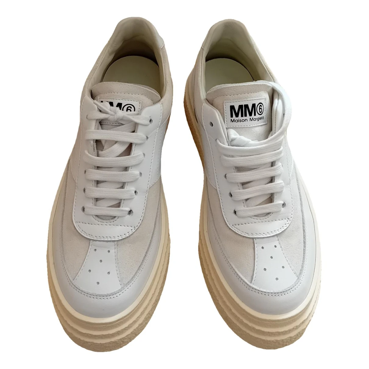 Pre-owned Mm6 Maison Margiela Leather Trainers In White