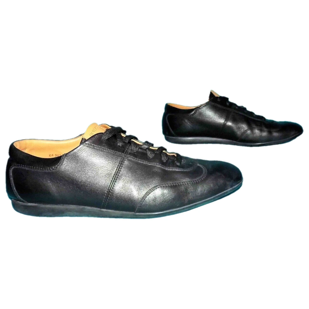 Pre-owned Jm Weston Leather Low Trainers In Black