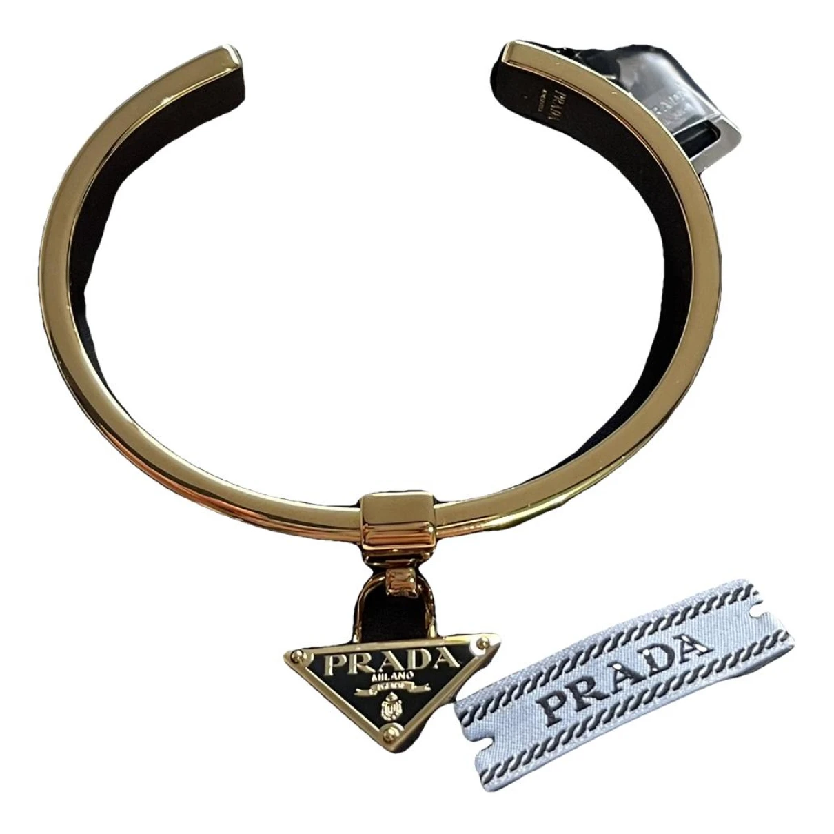 Pre-owned Prada Triangolo Bracelet In Black