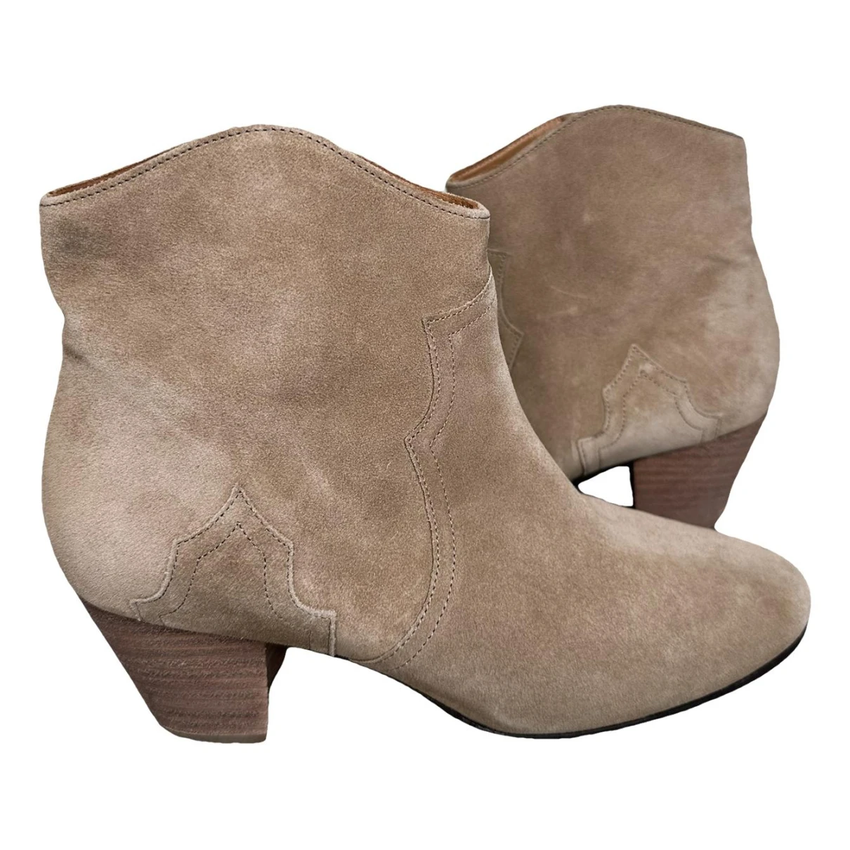 Pre-owned Isabel Marant Étoile Western Boots In Beige