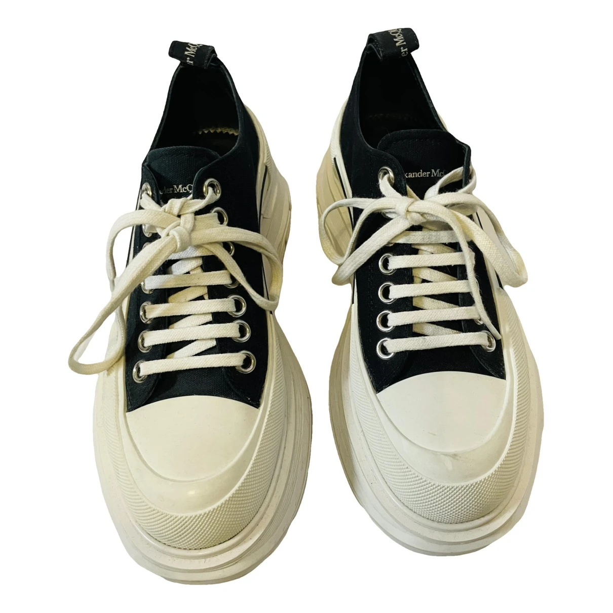 Pre-owned Alexander Mcqueen Cloth Lace Ups In Navy