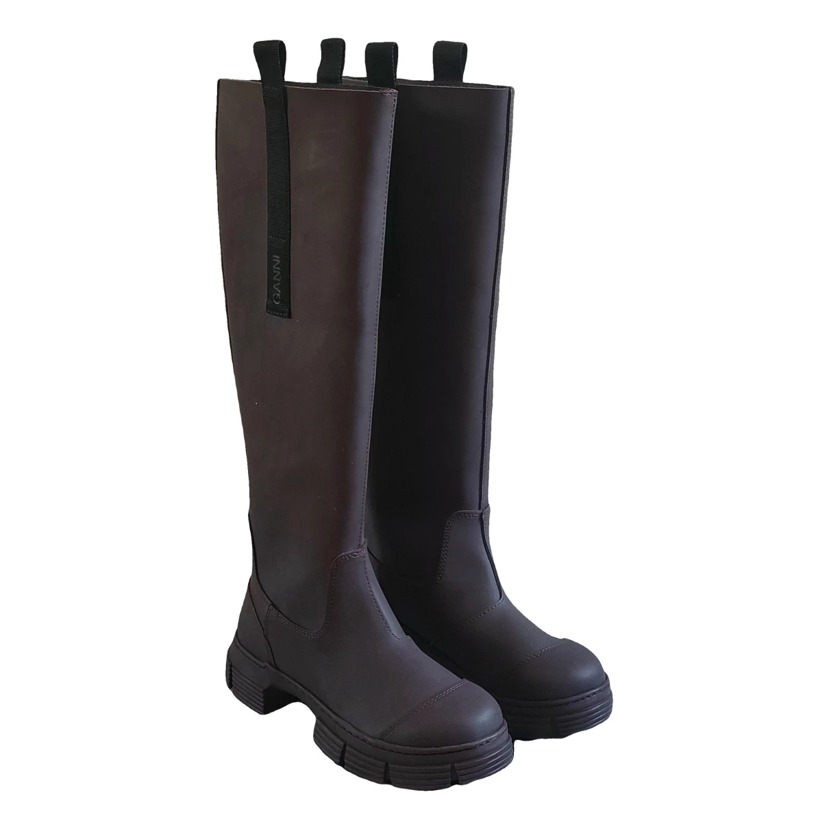 Pre-owned Ganni Wellington Boots In Brown
