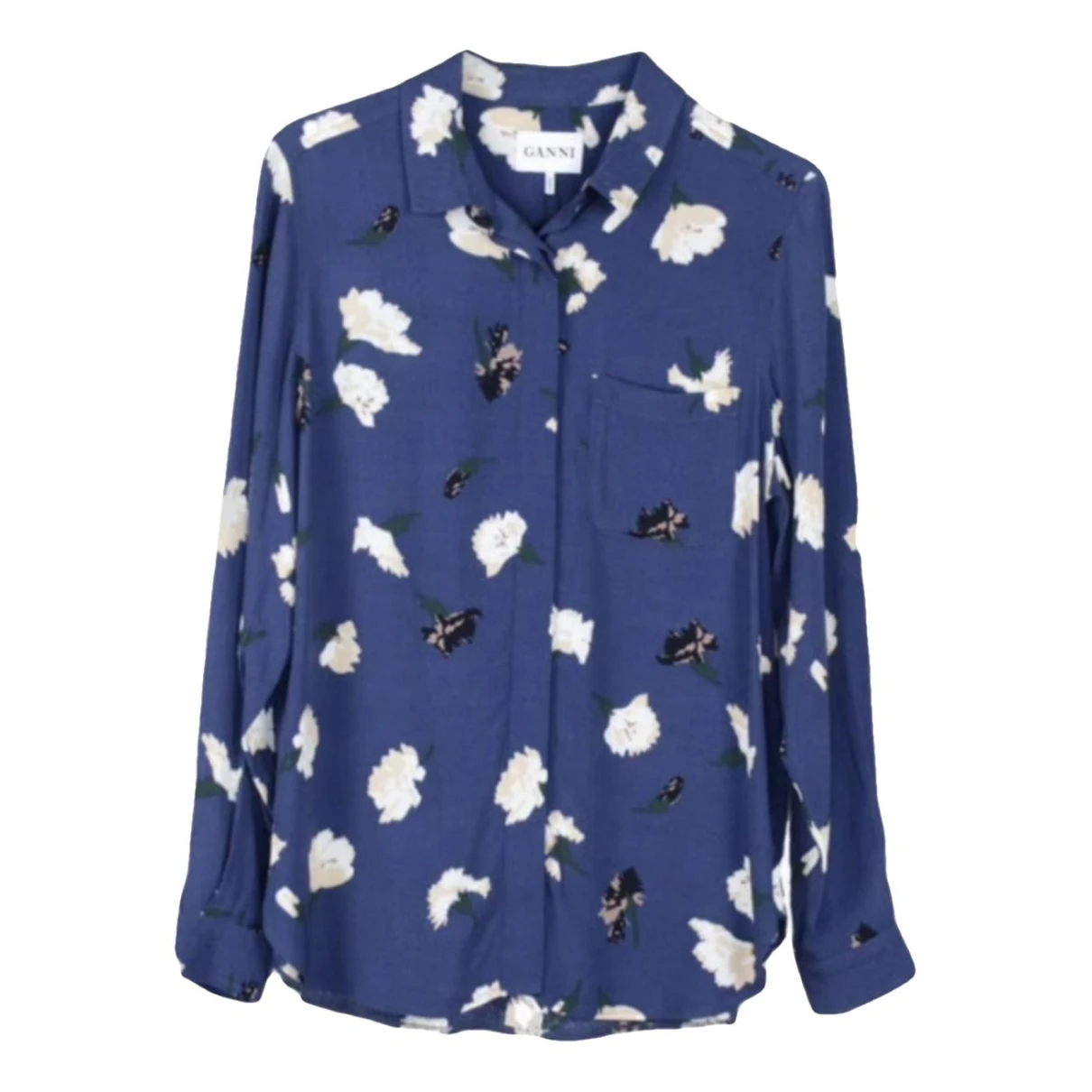 Pre-owned Ganni Spring Summer 2020 Shirt In Navy