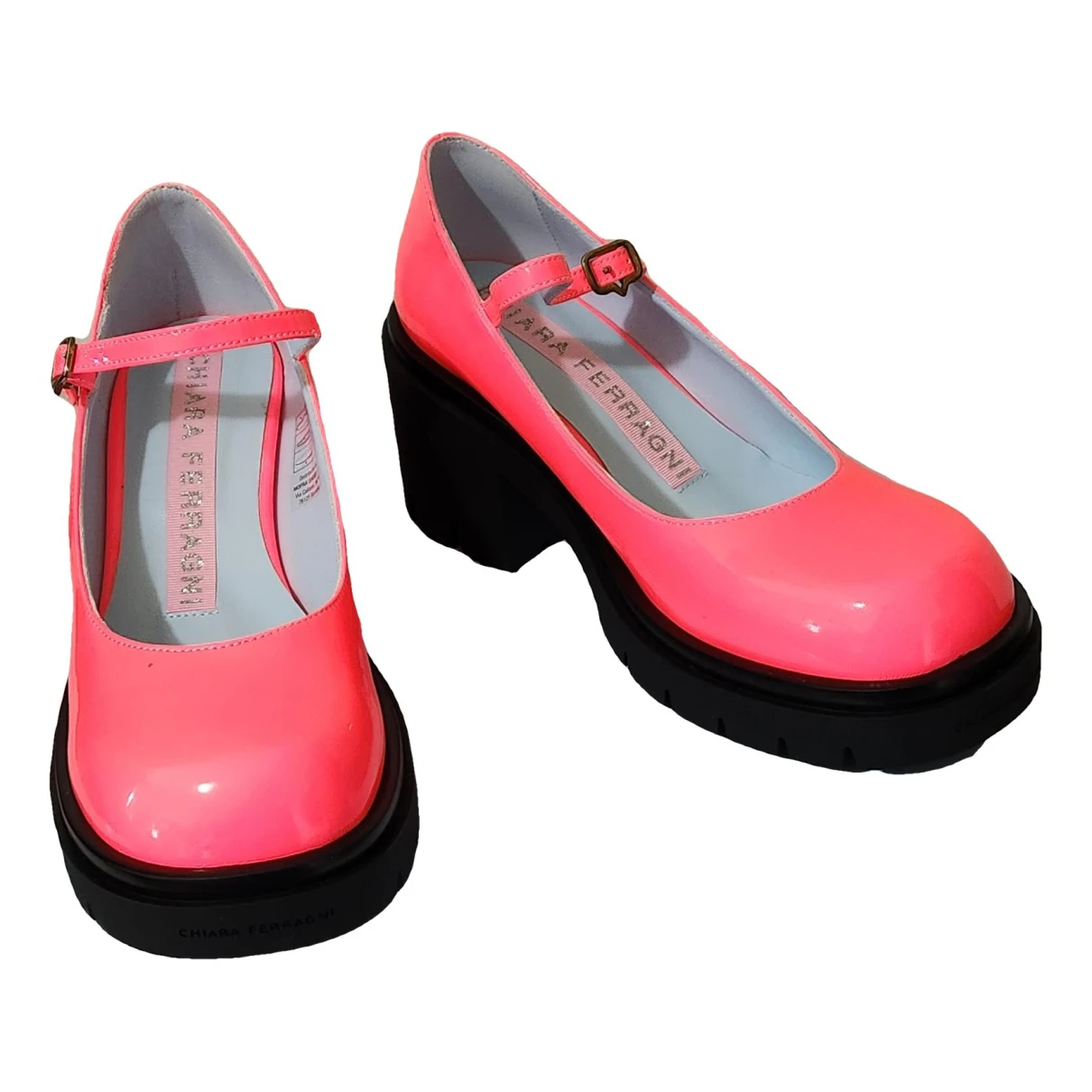 Pre-owned Chiara Ferragni Vegan Leather Heels In Pink