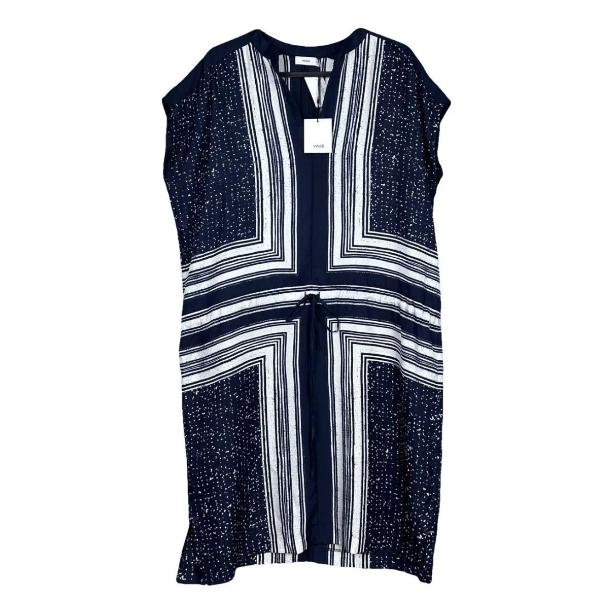 Pre-owned Vince Silk Mid-length Dress In Navy